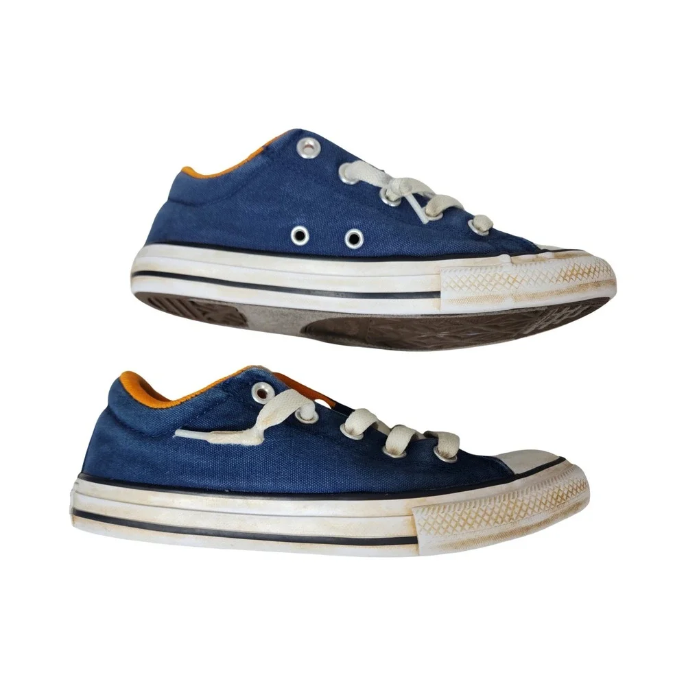 Converse All Star Kids Blue Orange Canvas Low Top Sneakers 665115F Size 3